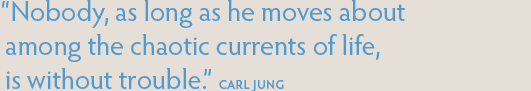 Nobody, as long as he moves about among the chaotic currents of life, is without trouble. [Carl Jung]